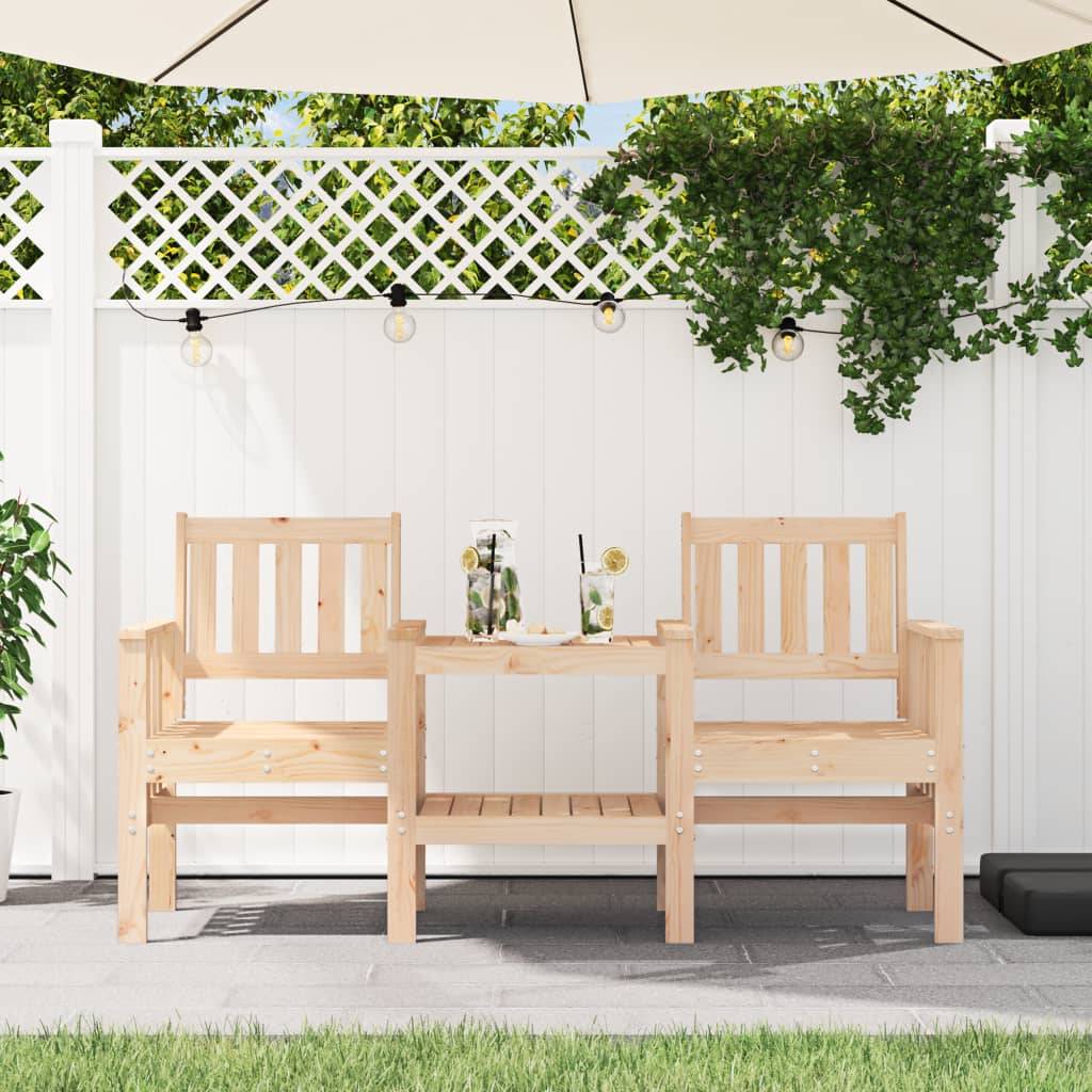 Maison Chic - Banc de jardin - Banc d'extérieur - Banquette avec table 2 places bois de pin massif ny751 - Imagen 2