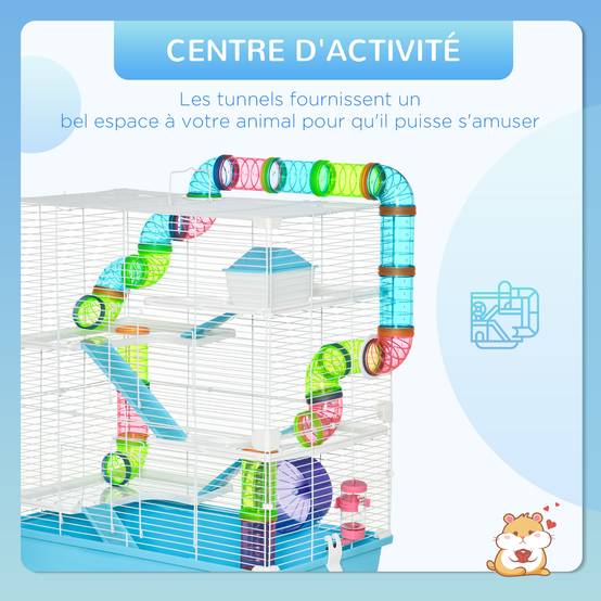 Cage hamster acier PP multicolore 59 x 36 x 69 cm - PANGIVO - Image 6
