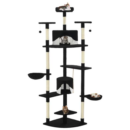 PANGIVO - Arbre à chat sisal et peluche noir et blanc 103 x 77 x 203 cm - PANGIVO - Image 1