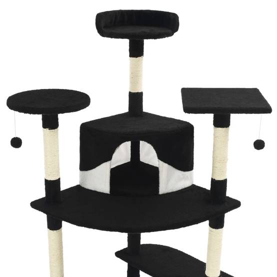PANGIVO - Arbre à chat sisal et peluche noir et blanc 103 x 77 x 203 cm - PANGIVO - Image 4