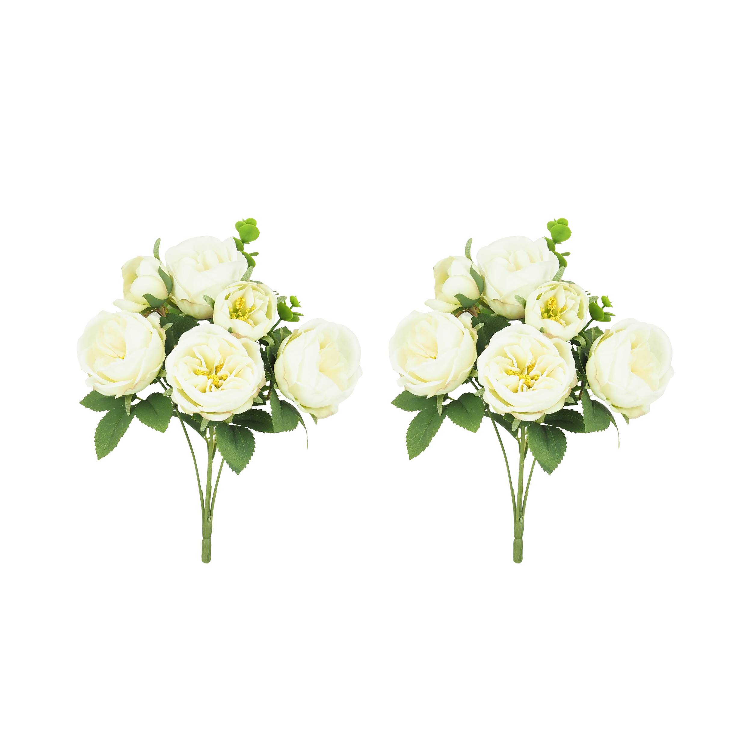 Ligne Deco - Bouquet artificiel de pivoines 32cm blanc lot de 2