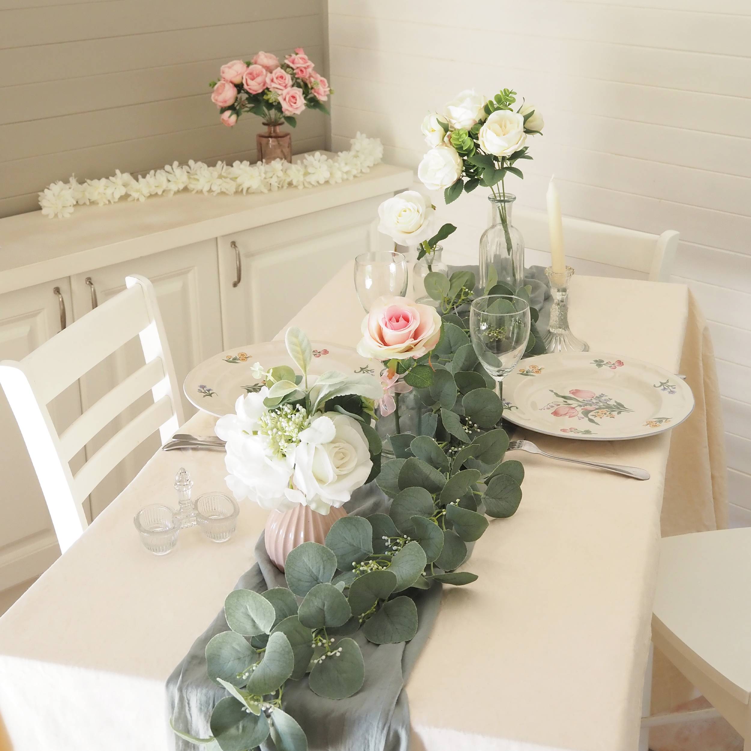 Ligne Deco - Bouquet artificiel de pivoines 32cm blanc lot de 2 - Image 3