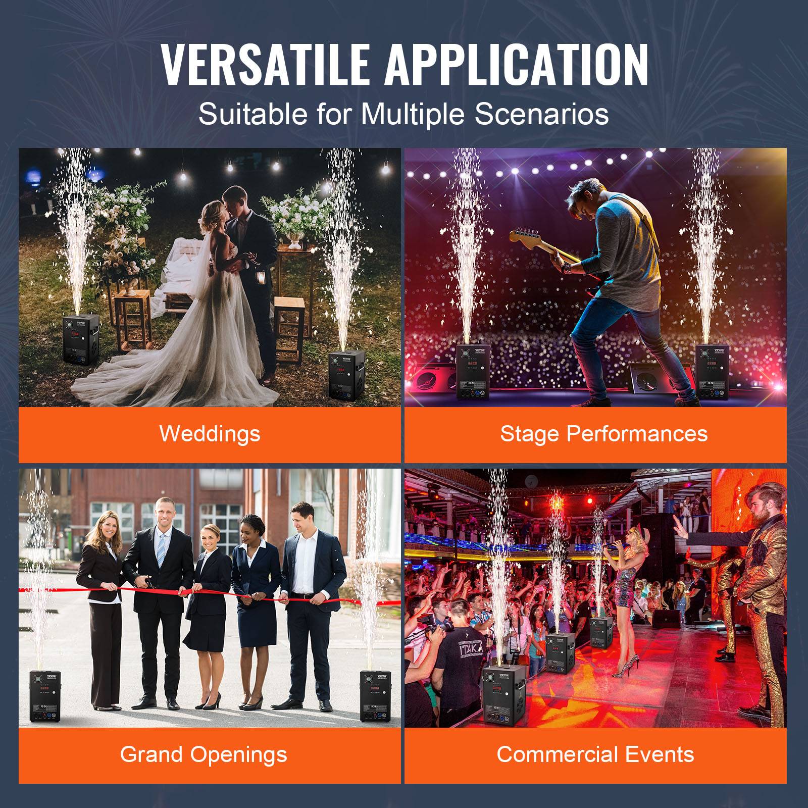 Vevor - VEVOR Machine étincelles froide 2x700 W, alu, DMX. Pour mariages, DJ, événements. - Image 6