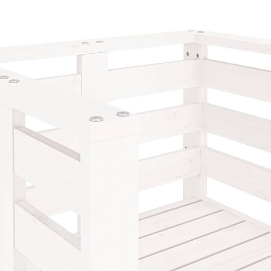 Fauteuils Bas de Jardin en Bois de Pin Massif Design à Lattes pour Patio Lot de 2 Blanc – ComfortXL Outdoor Living - Image 8