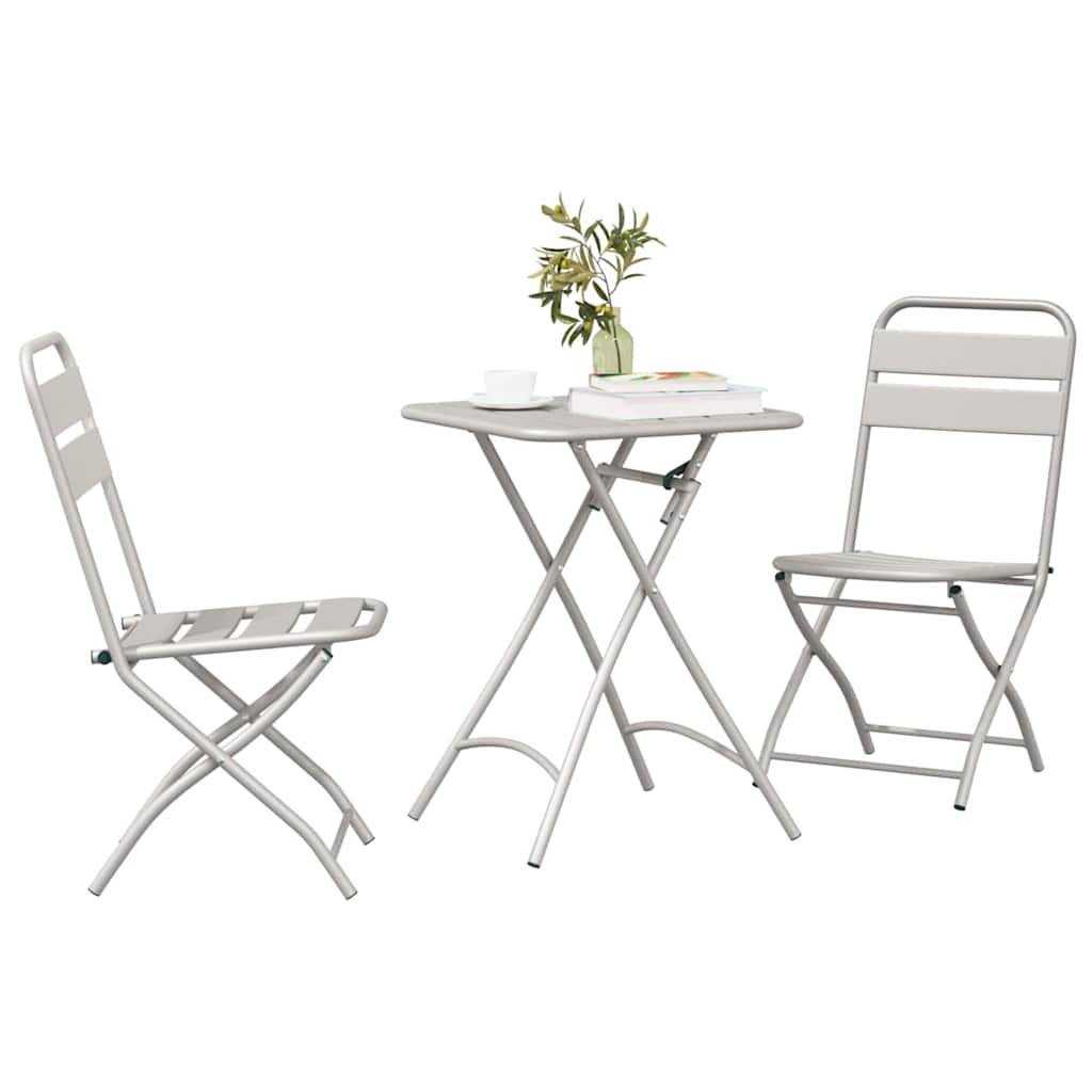 Vidaxl - Ensemble bistrot 3 pcs-Salons de jardin Beige Acier - Image 3