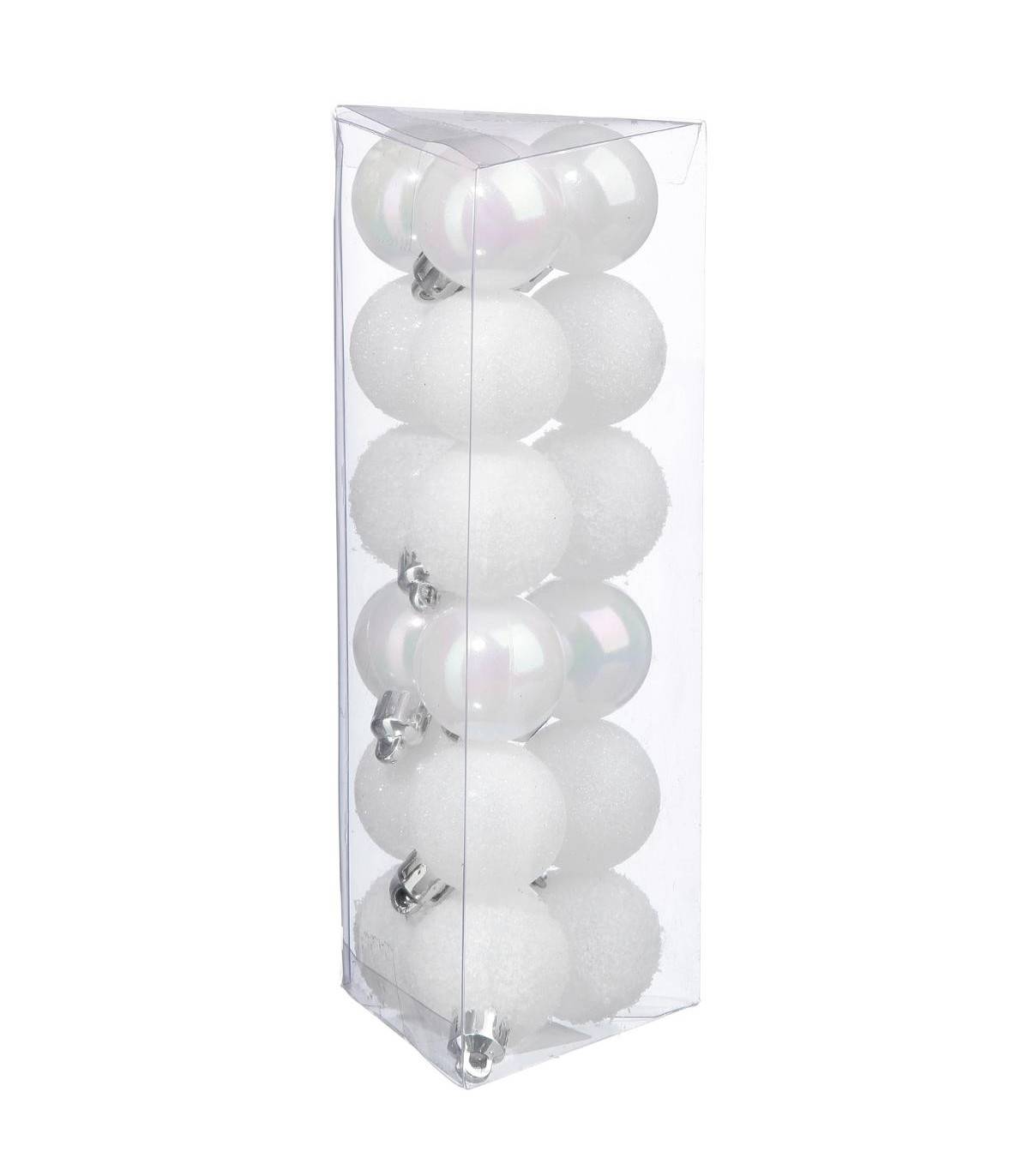 Décoration de sapin Lot de 18 Boules de Noël D 3 cm - Blanc et Neige
