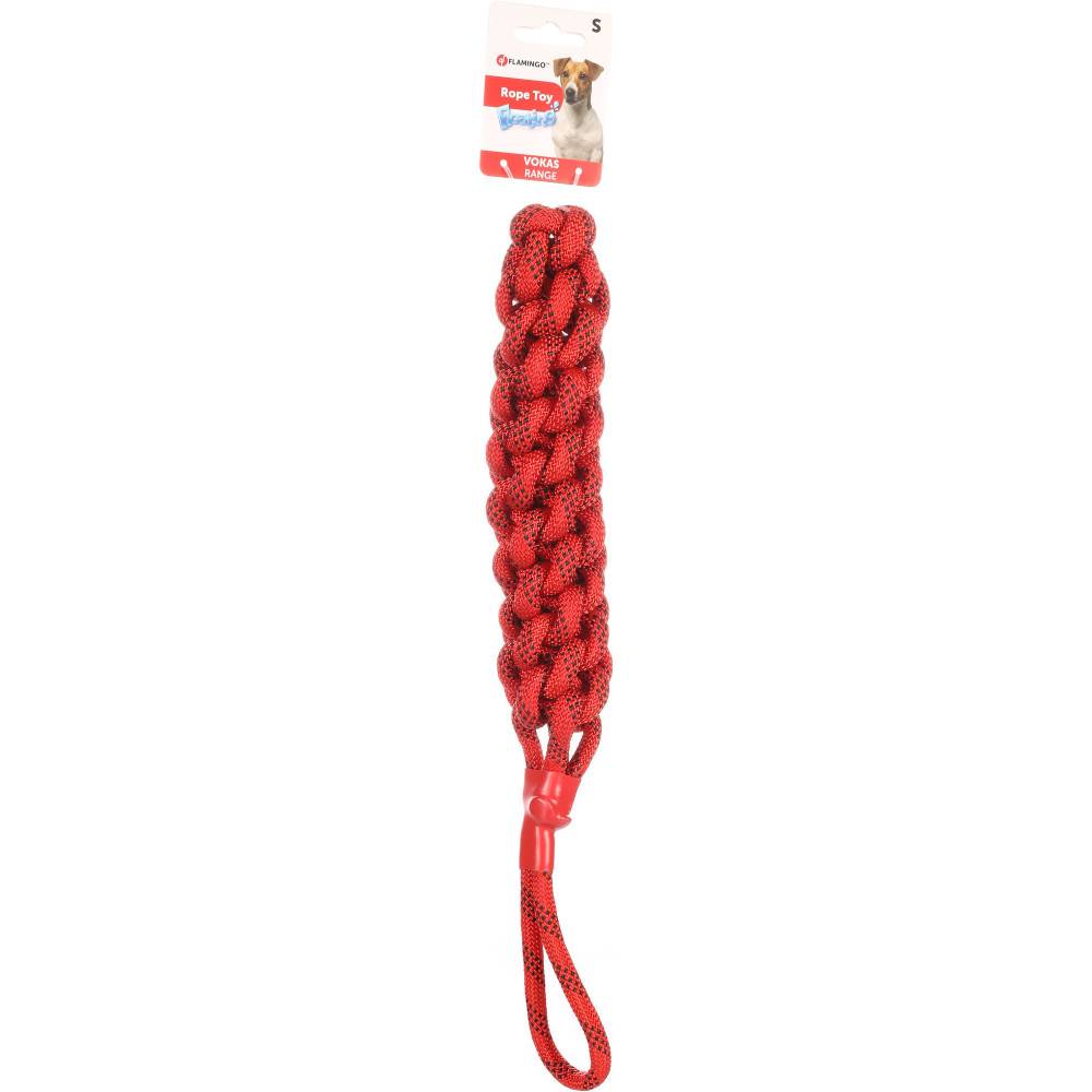 Corde à tirer Vokas. tressé, flottant. rouge et noir. taille S.  47 cm . jeux pour chien. - Imagen 5
