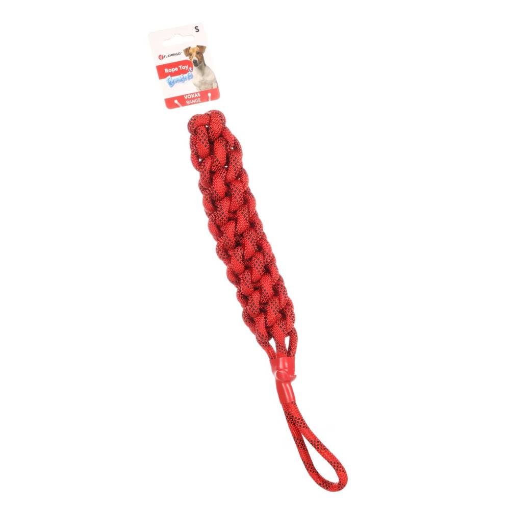 Corde à tirer Vokas. tressé, flottant. rouge et noir. taille S.  47 cm . jeux pour chien. - Imagen 1