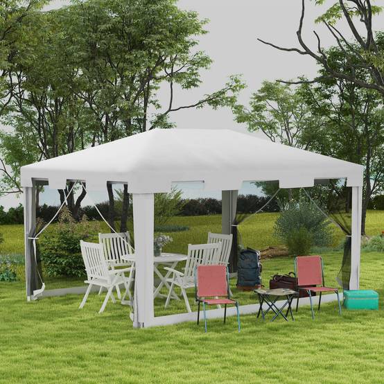 ComfortXL - Tonnelle de Jardin Métal Réceptions Extérieures Moustiquaires 4x3m Blanc - ComfortXL Outdoor Living - Image 4