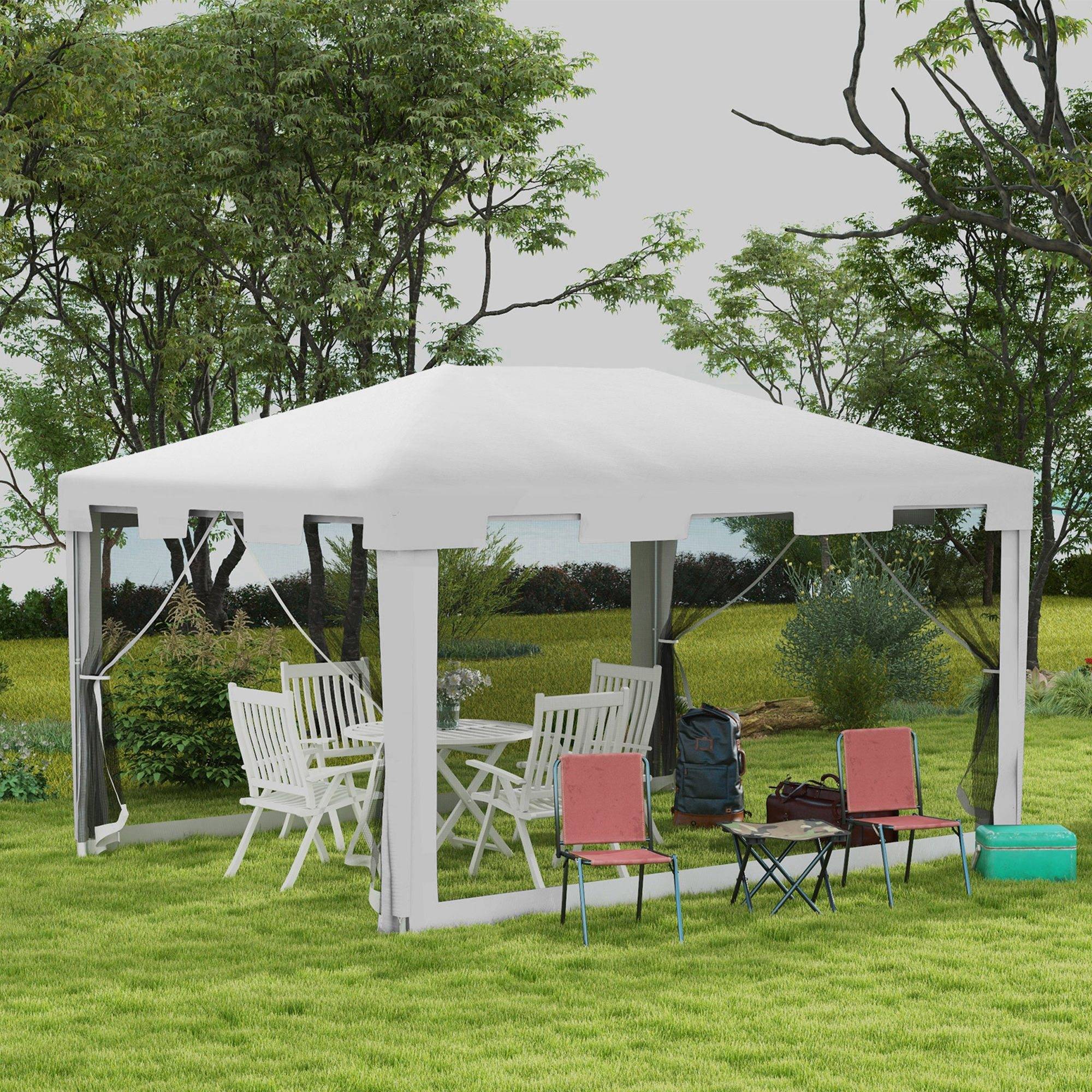 ComfortXL - Tonnelle de Jardin Métal Réceptions Extérieures Moustiquaires 4x3m Blanc - ComfortXL Outdoor Living - Image 4