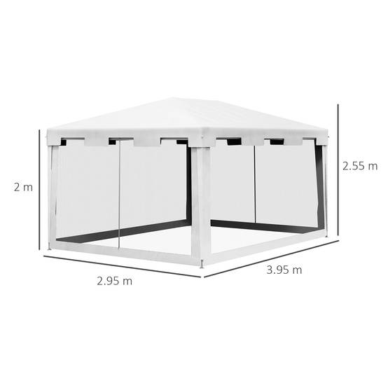 ComfortXL - Tonnelle de Jardin Métal Réceptions Extérieures Moustiquaires 4x3m Blanc - ComfortXL Outdoor Living - Image 5