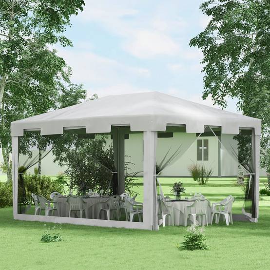 ComfortXL - Tonnelle de Jardin Métal Réceptions Extérieures Moustiquaires 4x3m Blanc - ComfortXL Outdoor Living - Image 3