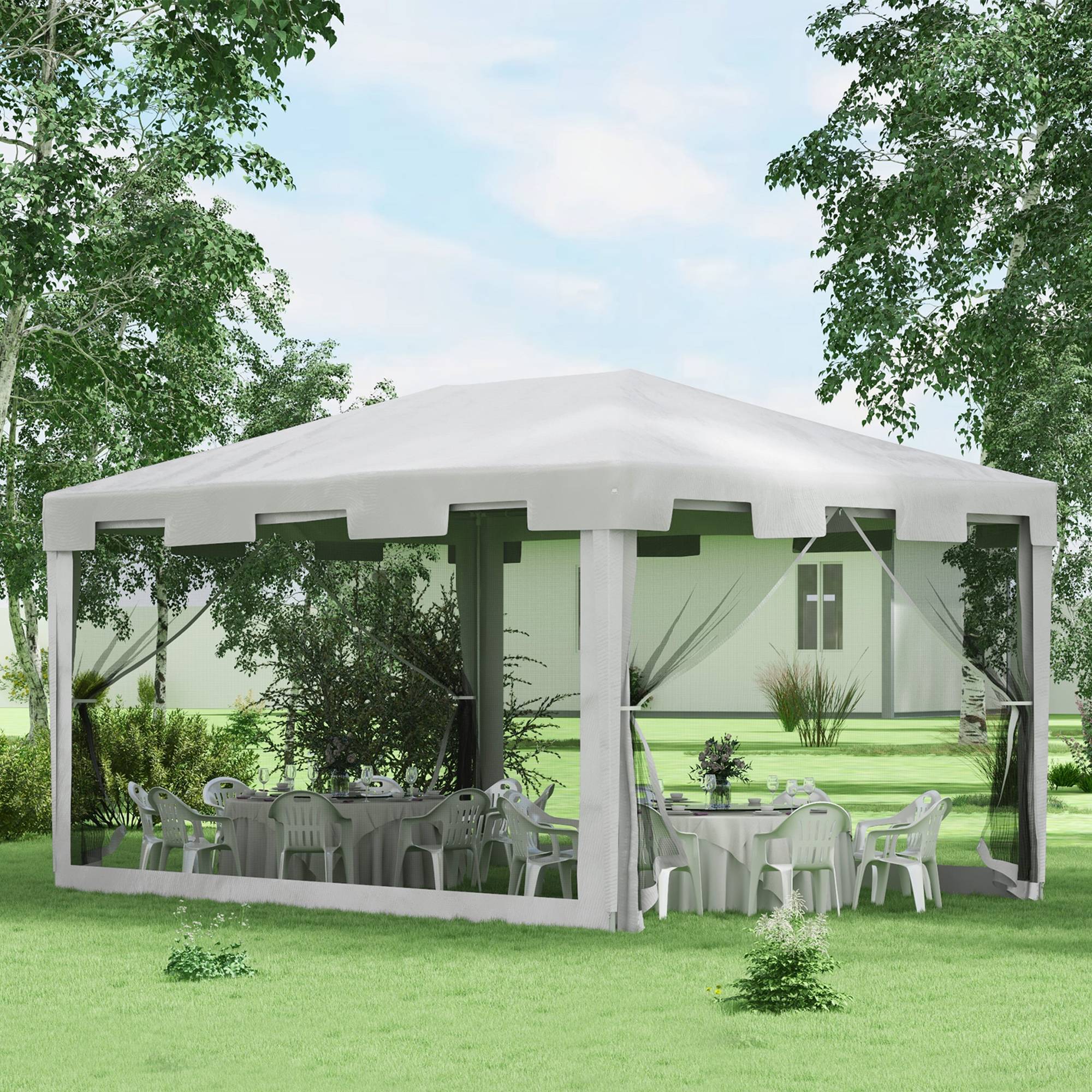 ComfortXL - Tonnelle de Jardin Métal Réceptions Extérieures Moustiquaires 4x3m Blanc - ComfortXL Outdoor Living - Image 3