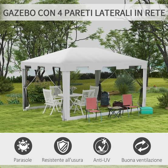 ComfortXL - Tonnelle de Jardin Métal Réceptions Extérieures Moustiquaires 4x3m Blanc - ComfortXL Outdoor Living - Image 6