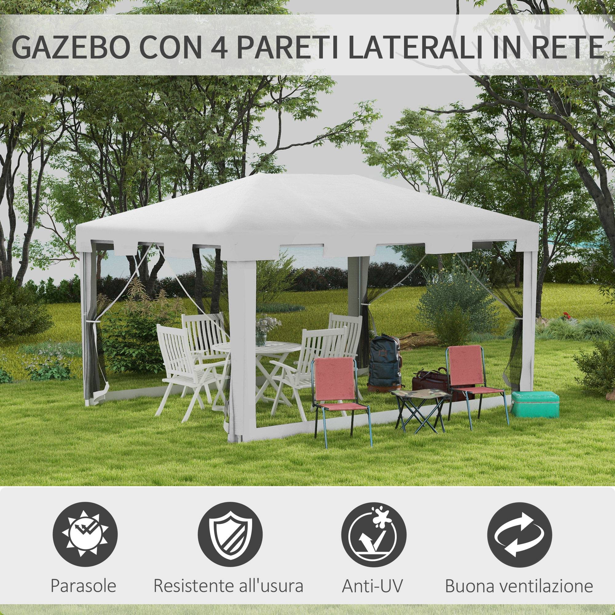 ComfortXL - Tonnelle de Jardin Métal Réceptions Extérieures Moustiquaires 4x3m Blanc - ComfortXL Outdoor Living - Image 6