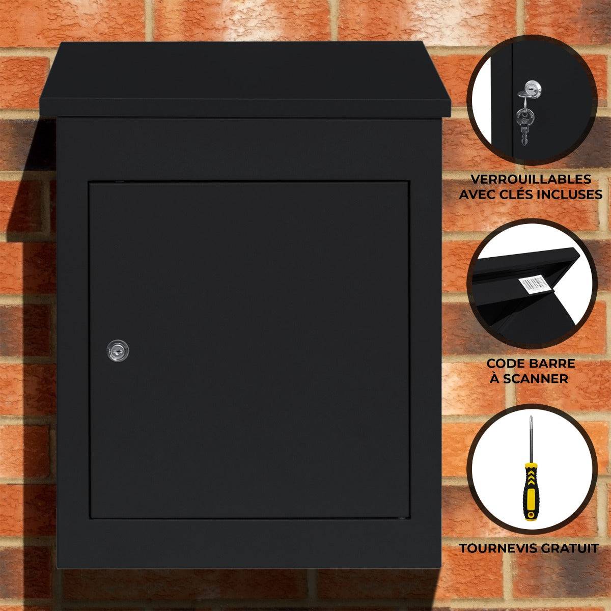 Monstershop - Boîte à Colis Anti-vol Noire - Livrée à Plat - Imagen 2