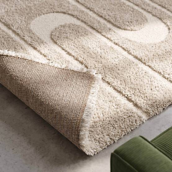 Oviala - Tapis rectangulaire à poils longs motif géométrique taupe 160 x 230 cm Ziggy - Oviala - Imagen 3