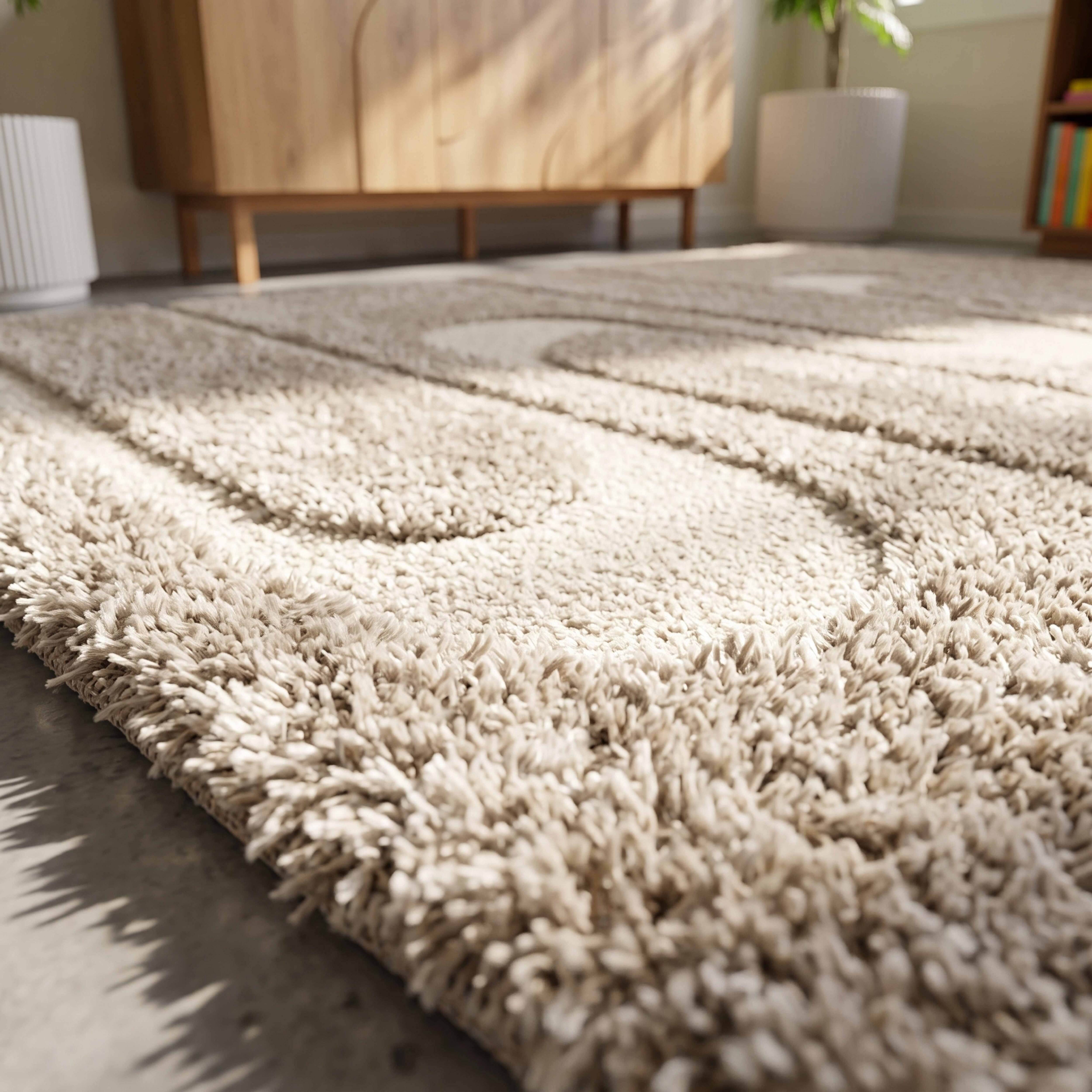 Oviala - Tapis rectangulaire à poils longs motif géométrique taupe 160 x 230 cm Ziggy - Oviala - Imagen 4
