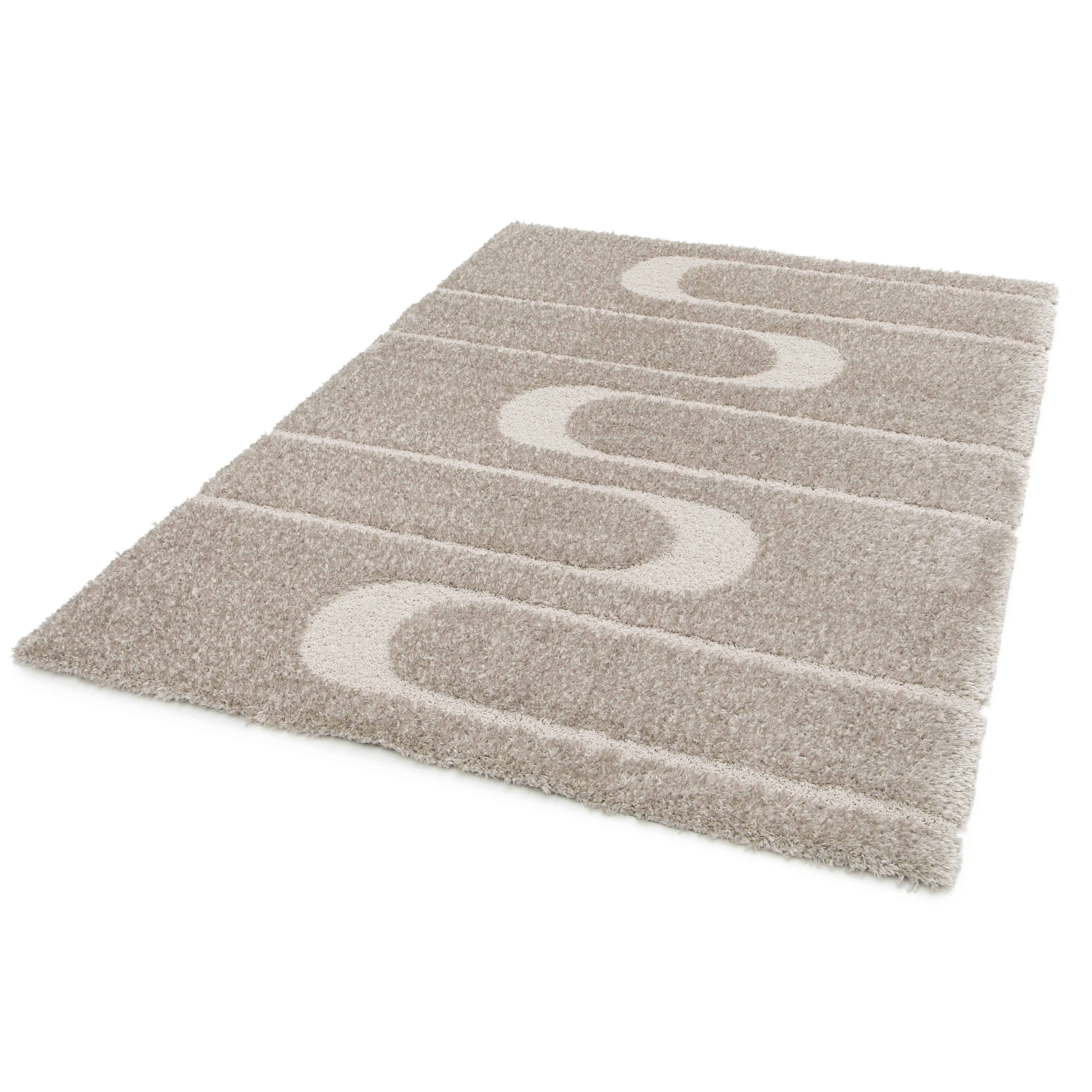 Oviala - Tapis rectangulaire à poils longs motif géométrique taupe 160 x 230 cm Ziggy - Oviala - Imagen 5