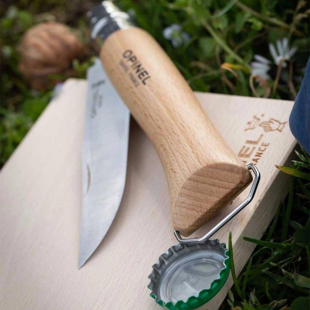Opinel - Cuchillo de bolsillo N°10 en haya con sacacorchos y abrebotellas - Imagen 3