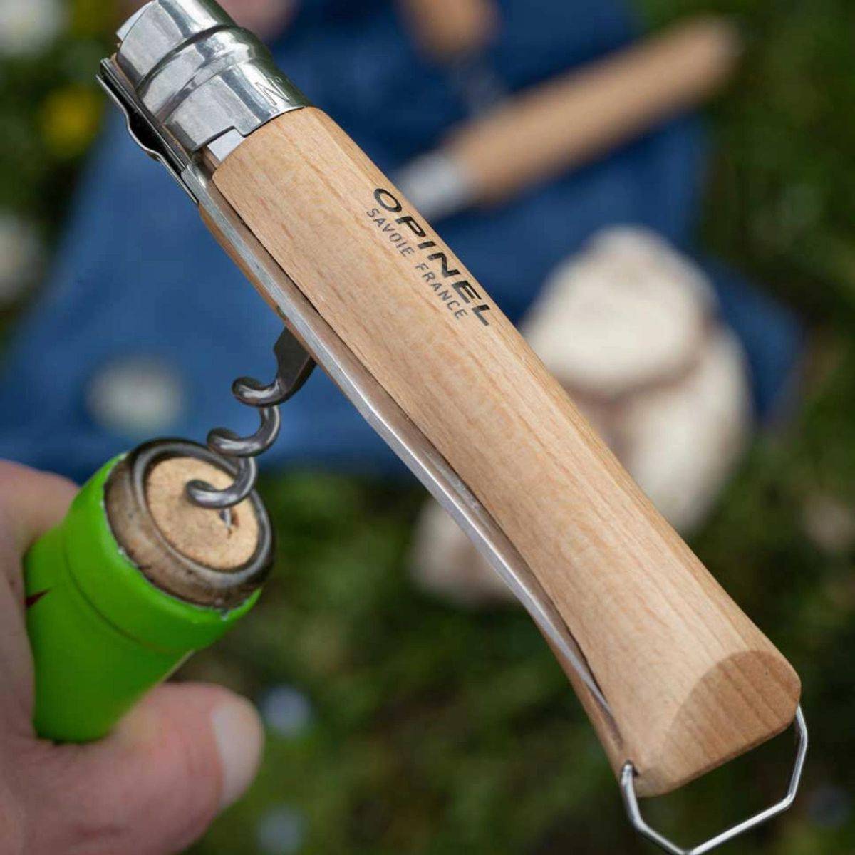 Opinel - Cuchillo de bolsillo N°10 en haya con sacacorchos y abrebotellas - Imagen 5