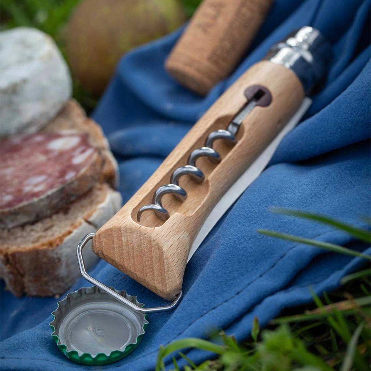 Opinel - Cuchillo de bolsillo N°10 en haya con sacacorchos y abrebotellas - Imagen 4