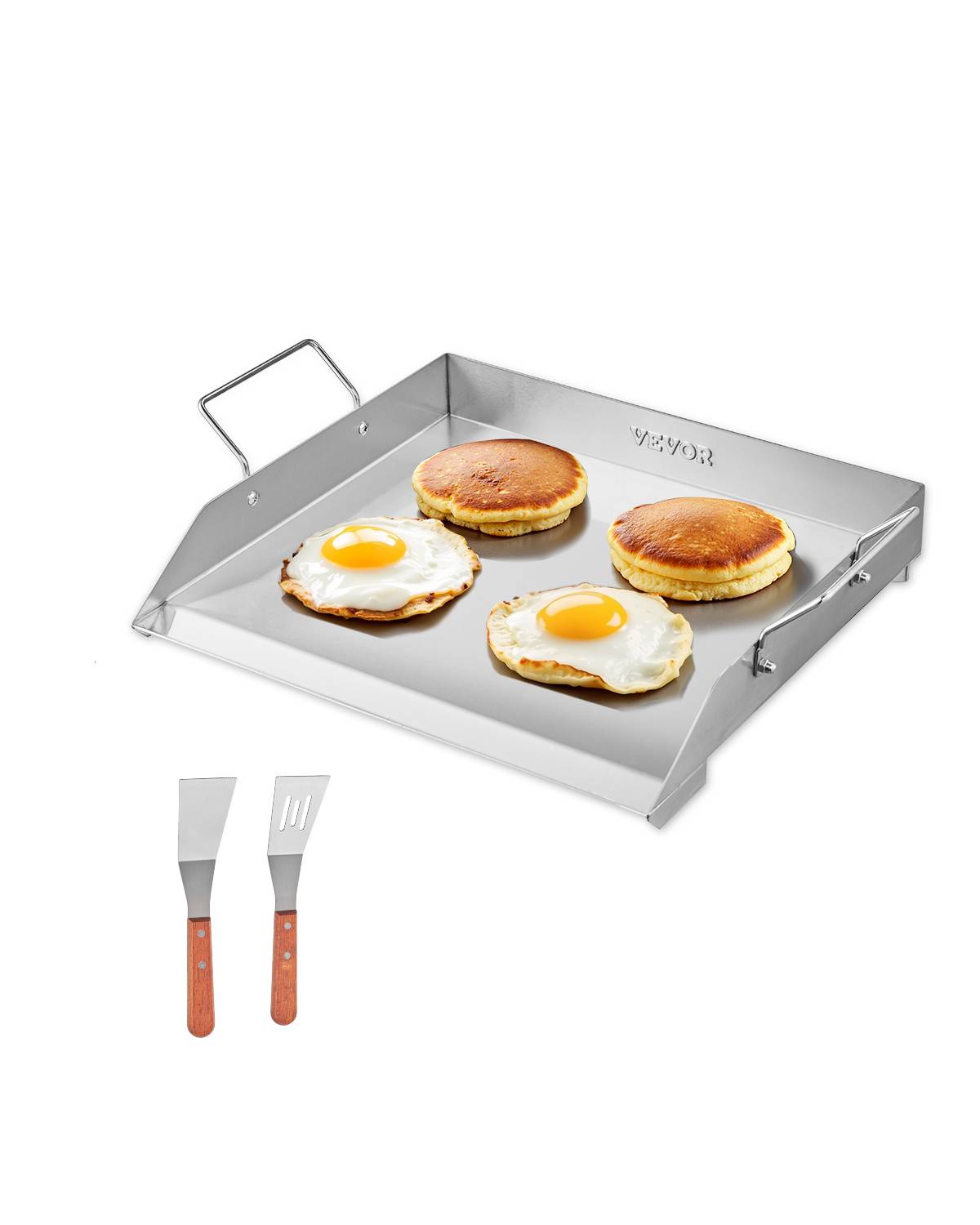 Plaque à Griller Pré-assaisonnée VEVOR 587x395 mm Plancha Gril Rectangulaire en Acier Inoxydable Anti-adhésive Plaque Cuisson Épaisseur 2mm Gazinière | Leroy Merlin