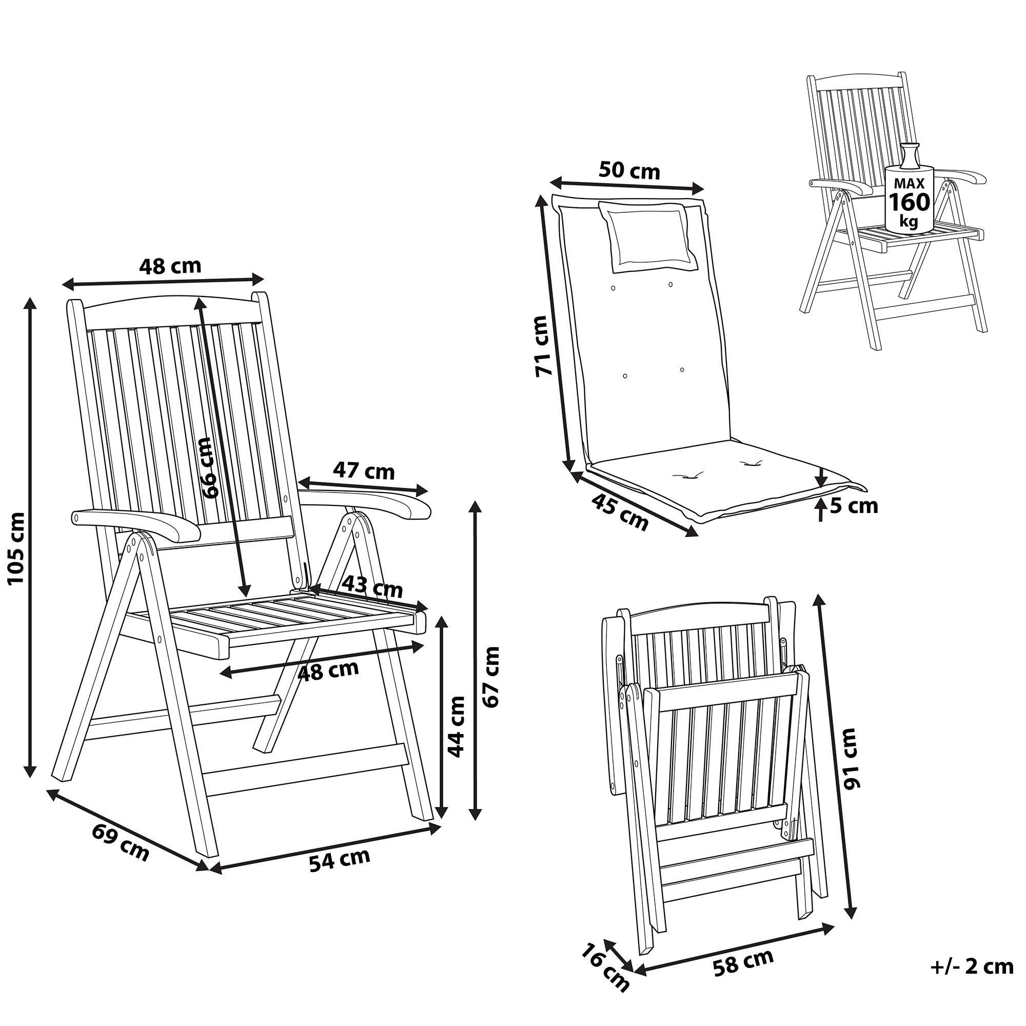 Beliani - Chaise de jardin Acacia Bleu JAVA - Beliani - Imagen 3