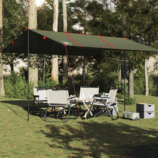 Grande Bâche De Camping 4,5 X 4,5 M Ultralégère Impermeable - Auvent Hexagonal Multifonction Plein Air
