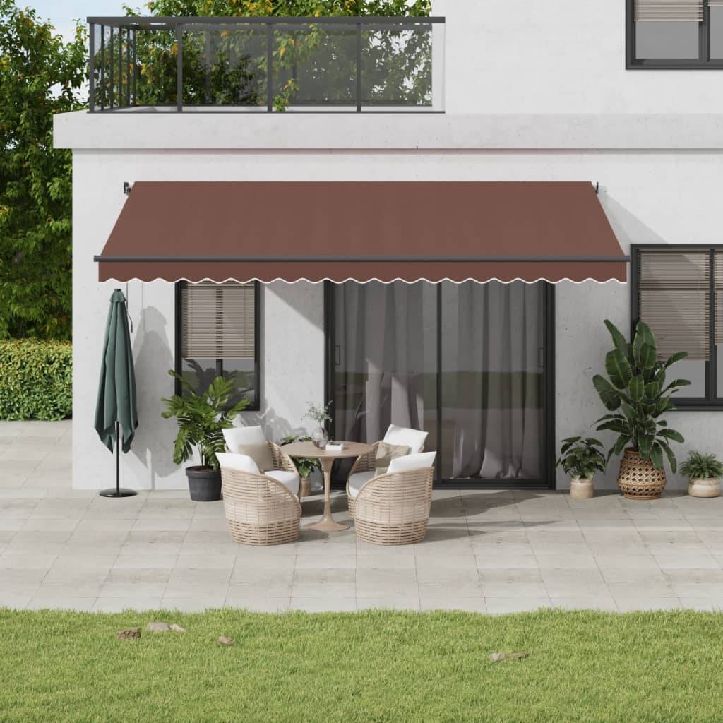 Store banne manuel Aluminium Terrasse et Balcon Protection UV 500x350 cm Marron - ComfortXL Outdoor Living