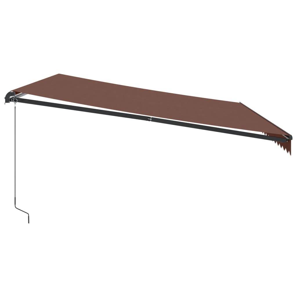 Store banne manuel Aluminium Terrasse et Balcon Protection UV 500x350 cm Marron - ComfortXL Outdoor Living - Image 4