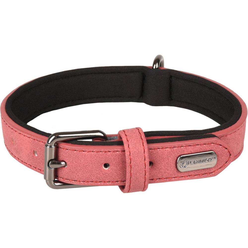 Flamingo - Collier taille M 31-39 cm en simili cuir et néoprène DELU, couleur rouge pour chien - Imagen 1