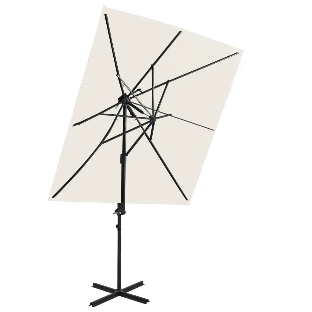 Helloshop26 - Parasol déporté à double toit 250 x 250 cm sable - Imagen 1