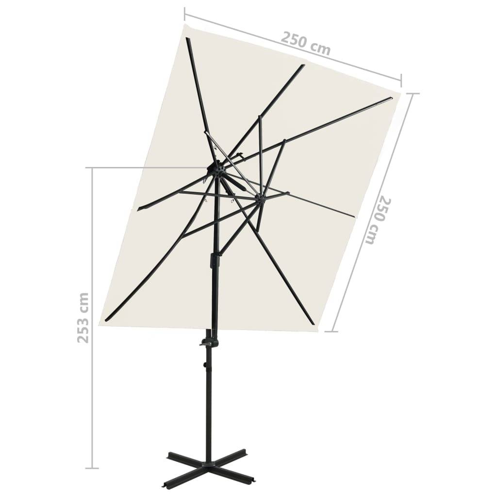 Helloshop26 - Parasol déporté à double toit 250 x 250 cm sable - Imagen 7