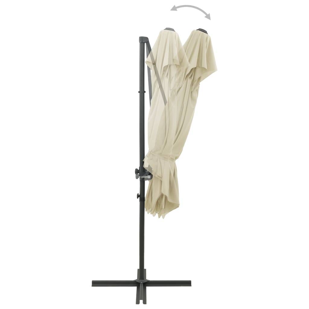 Helloshop26 - Parasol déporté à double toit 250 x 250 cm sable - Imagen 5