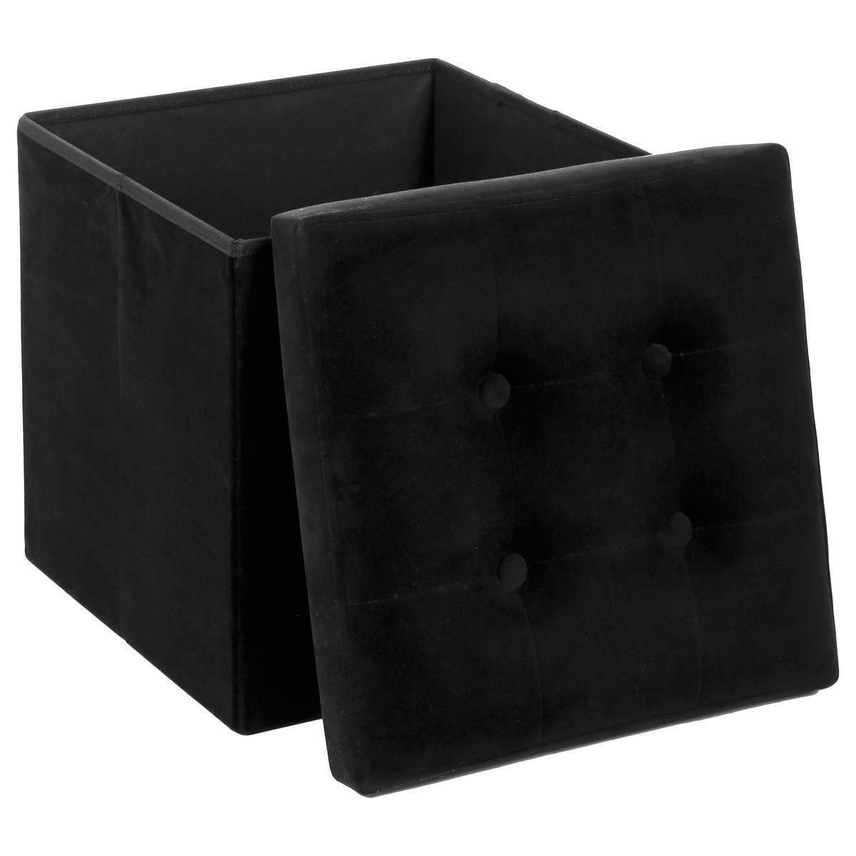 Atmosphera - Pouf pliant "Lysandre" velours noir - Atmosphera Créateur d'intérieur - Imagen 5