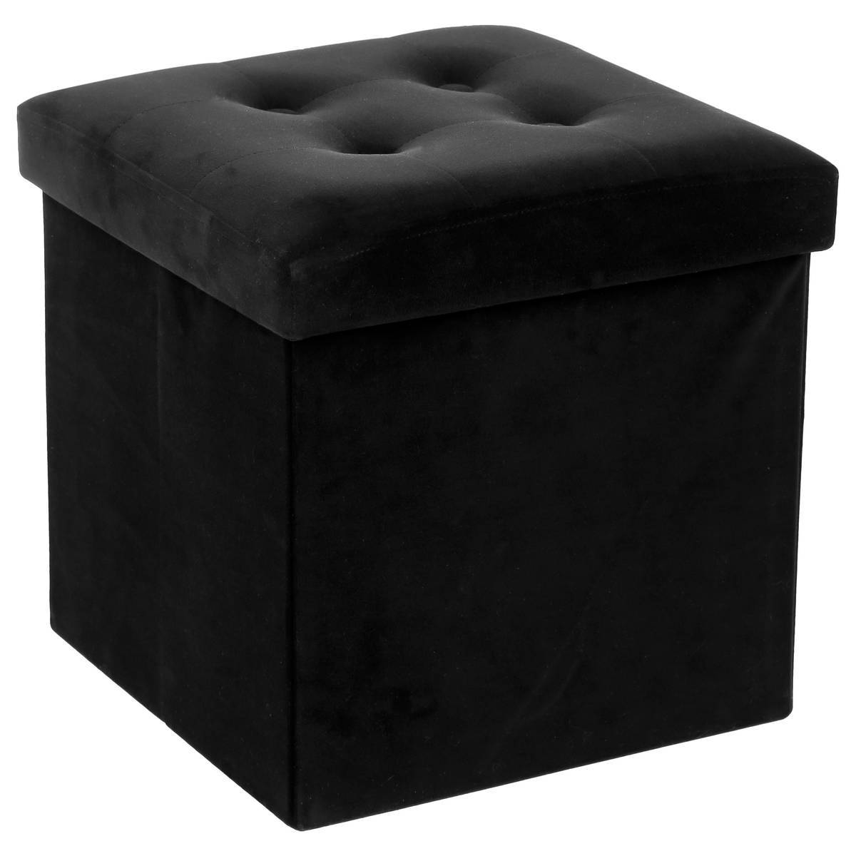 Atmosphera - Pouf pliant "Lysandre" velours noir - Atmosphera Créateur d'intérieur - Imagen 1