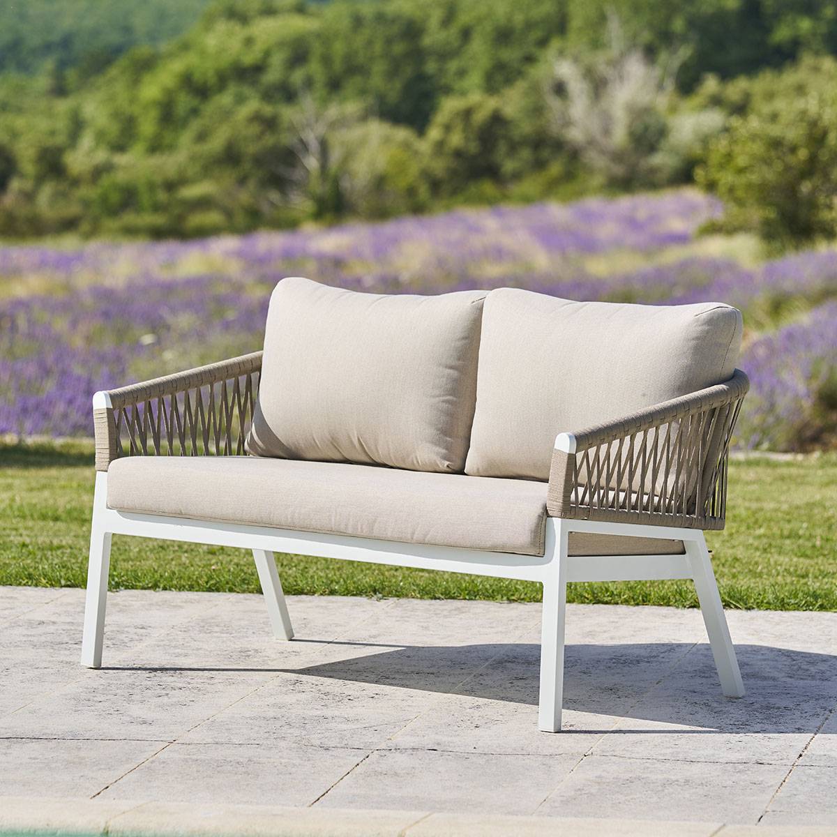 Hesperide - Canapé de jardin "Oriengo" 2 places taupe & blanc Hespéride - Imagen 1