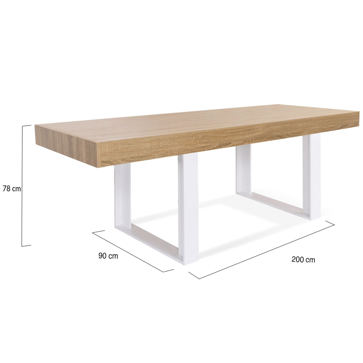 Table à manger rectangle PHOENIX 8 personnes bois et blanc 200 cm - Image 4