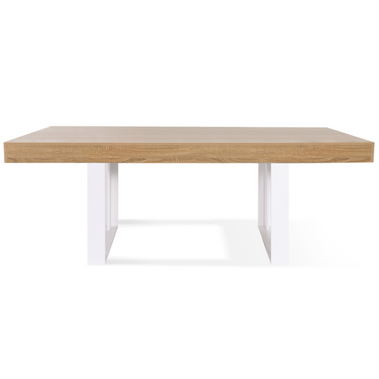 Table à manger rectangle PHOENIX 8 personnes bois et blanc 200 cm - Image 3