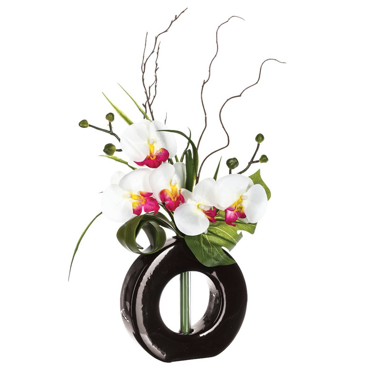 Atmosphera - Vase orchidées artificielles vase céramique H44cm - Atmosphera Créateur d'intérieur - Imagen 2