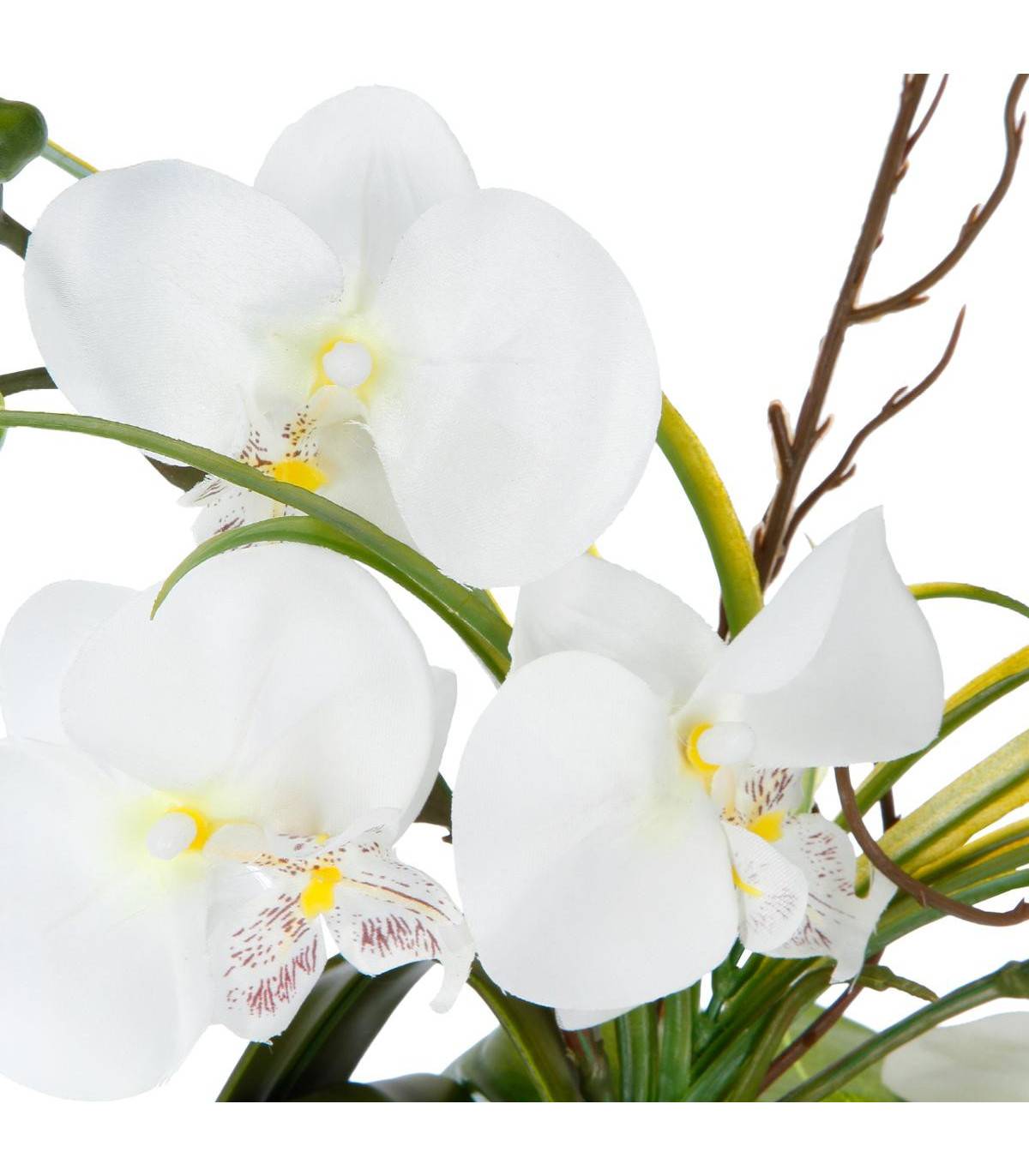 Composition florale artificielle d'orchidées avec vase céramique H 44 cm - Imagen 2