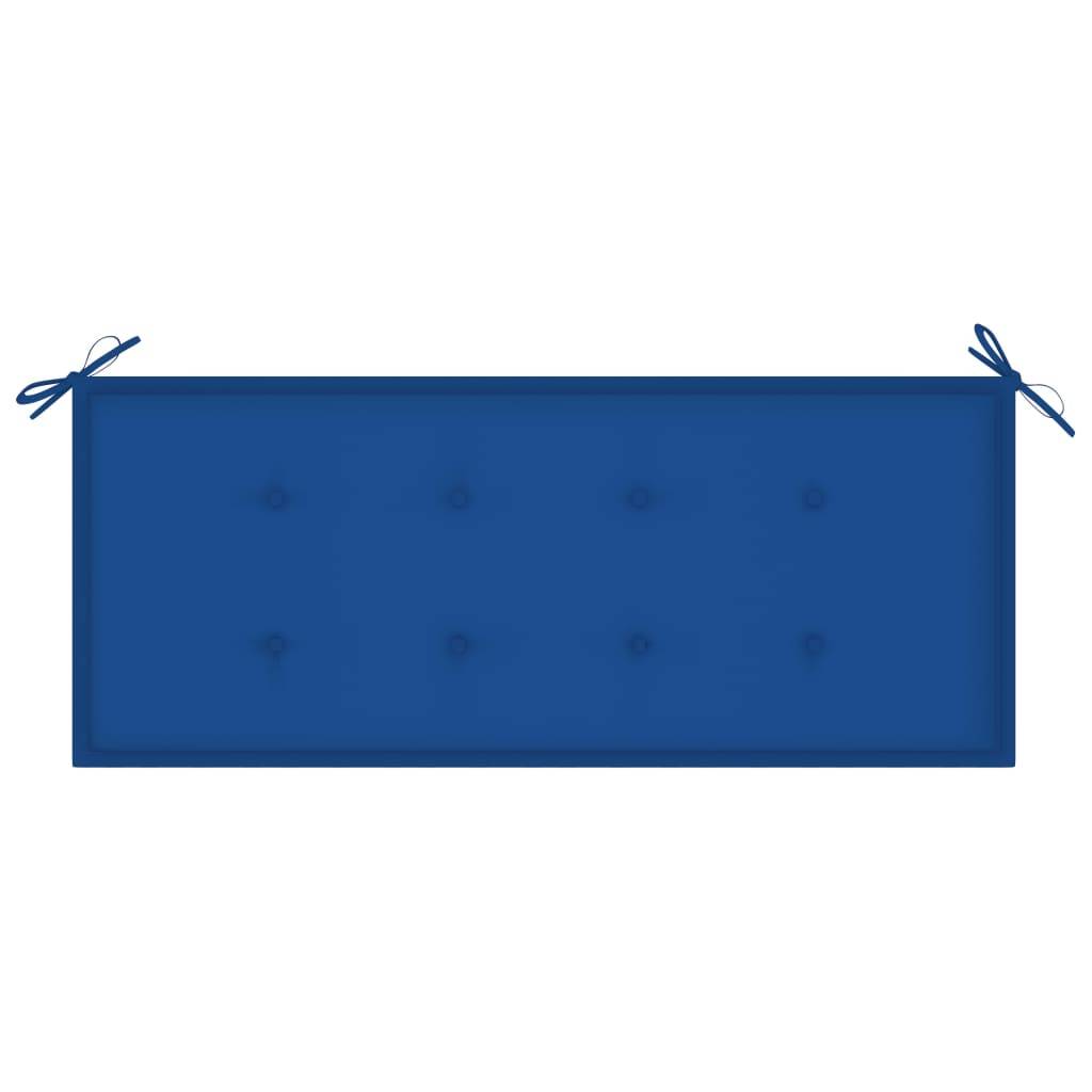 Helloshop26 - Banc de jardin meuble de patio d'extérieur terrasse avec coussin bleu royal 120 cm bois de teck massif - Imagen 6