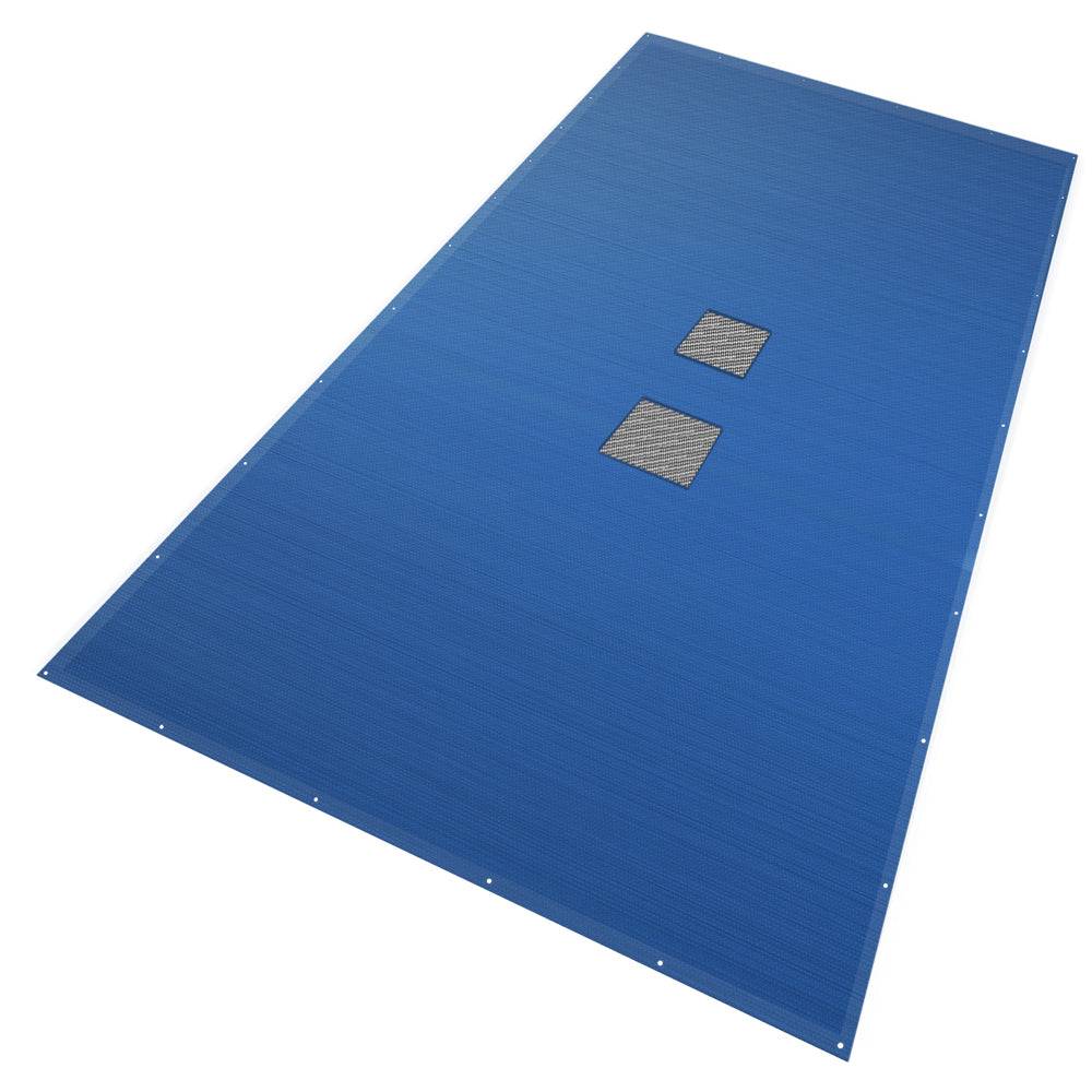 Bache piscine rectangulaire double couche en Polyethylene 160 gr/m2 avec filet ecoulement 5x10m Bleue