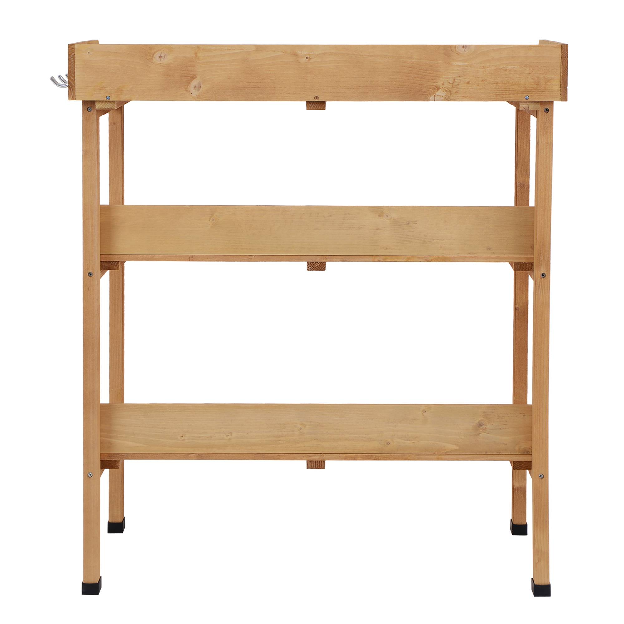 Outsunny - Table de rempotage avec 2 étagères 3 crochets plateau acier galvanisé bois sapin préhuilé - Outsunny - Image 6