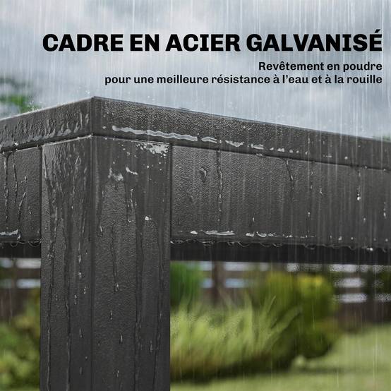 ComfortXL - Salon jardin 7 pièces acier terrasse plateau effet bois 140cm gris foncé - ComfortXL Outdoor Living - Image 10