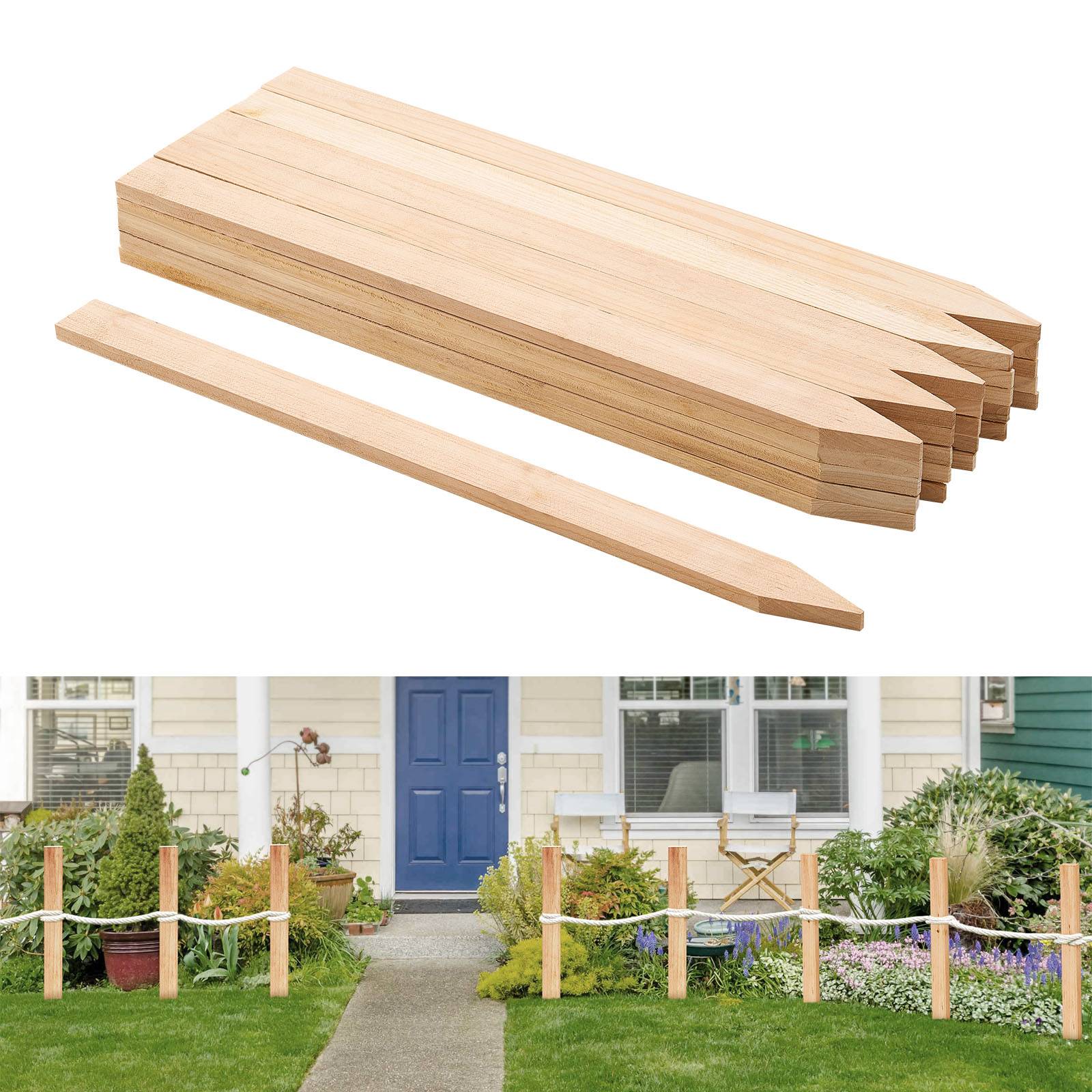 VEVOR Piquets de Clôture Jardin Bois Poteaux à Pointe 25 PCS 12,7x38,1x609,6 mm - Image 1