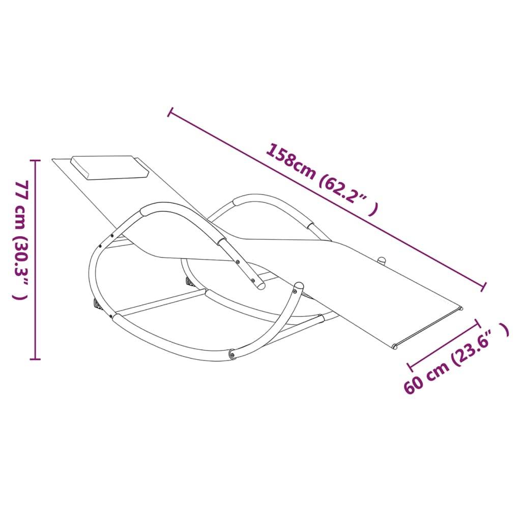 Helloshop26 - Transat chaise longue bain de soleil lit de jardin terrasse meuble d'extérieur à bascule crème acier et textilène - Imagen 4