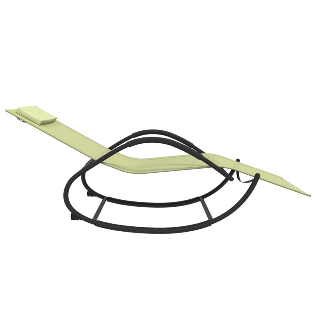 Helloshop26 - Transat chaise longue bain de soleil lit de jardin terrasse meuble d'extérieur à bascule crème acier et textilène - Imagen 3