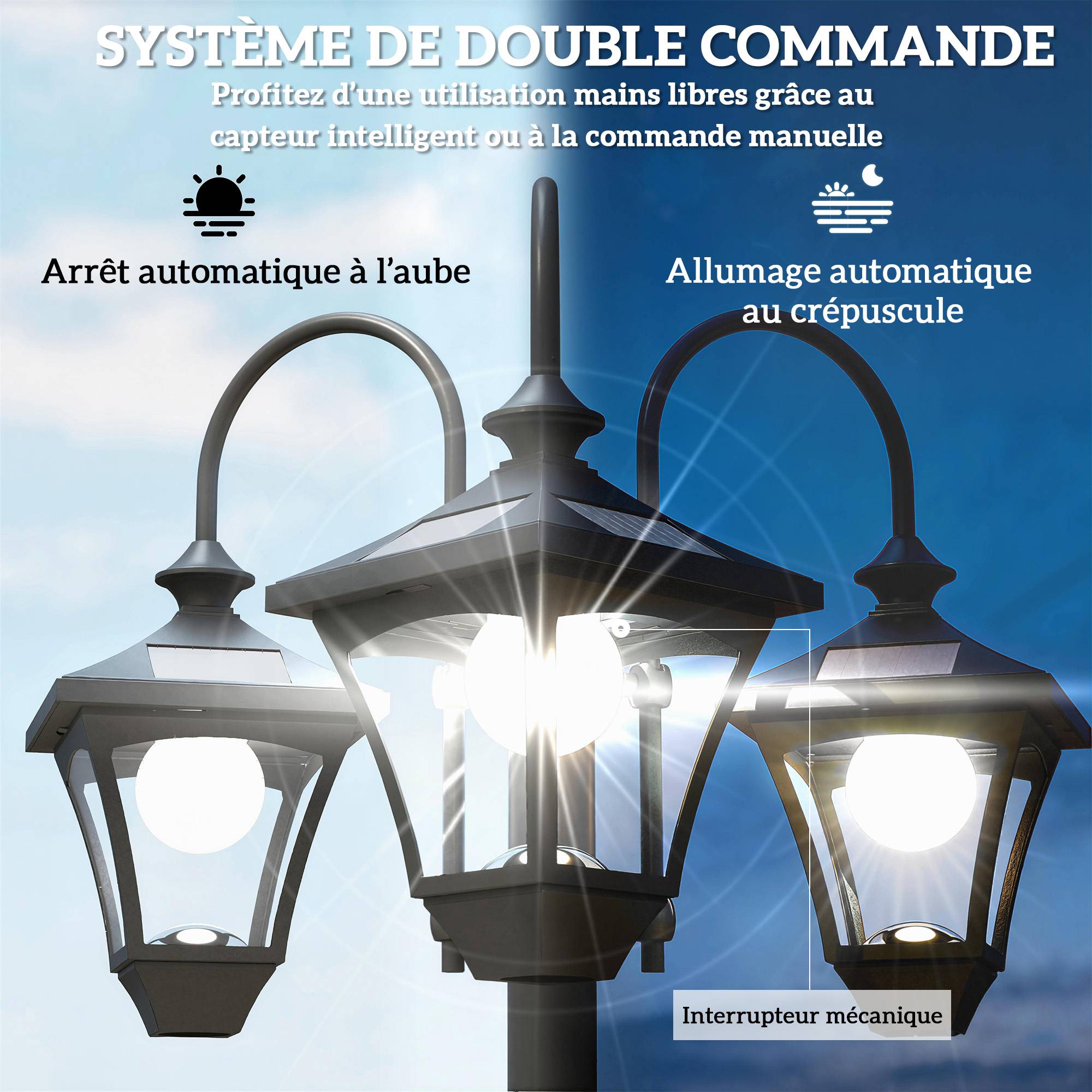 Lampadaire extérieur avec bac à fleurs acier inoxydable noir 52 x 52 x 185 cm - PANGIVO - Image 6